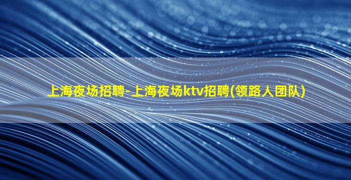 上海夜场招聘-上海夜场ktv招聘(领路人团队)